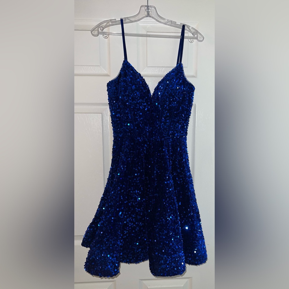 Amarra Blue Sequin Cocktail Dress